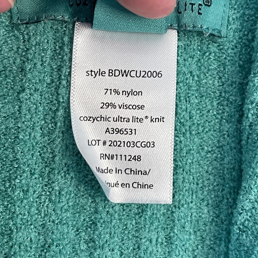 Barefoot Dreams CozyChic Ultra Lite Ribbed Hooded Cardigan Green 3X READ - Picture 3 of 8